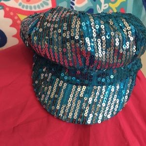 Turquoise blue sequin party hat